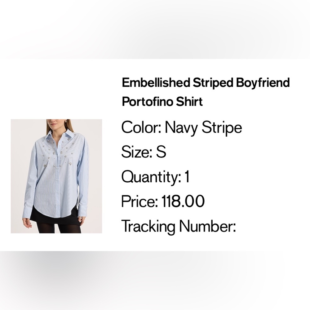 Express Embellished Striped Boyfriend Portofino Shirt in Size S | New With Tags - Picture 7 of 13